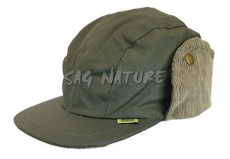 0103028 - CAPPELLO CAMBOGIANO IN COTONE OLEATO CON PARAORECCHIE ED INTERNO TRAPUNTATO - COLORE OLIVA - CF 6 PZ
