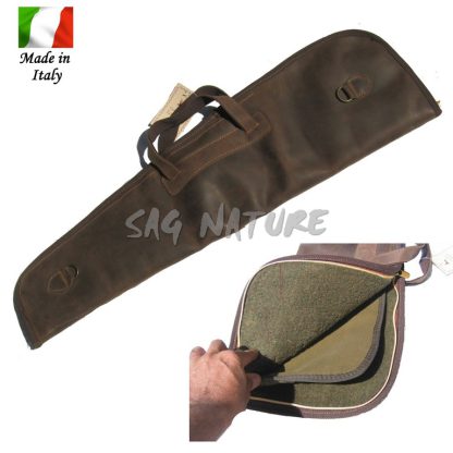 0301023 - FODERO PER FUCILE SOVRAPPOSTO O DOPPIETTA IN PELLE CERATA OPACA IMBOTTITO CON MANICO - SAG NATURE