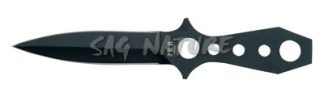 1203172 - COLTELLO DA LANCIO INTERAMENTE INOX LAMA NERA DA 11 CM - FODERO NYLON - JKR162