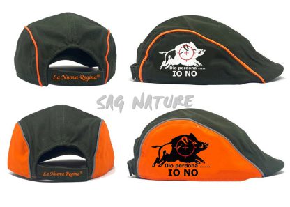 2903014 - CAPPELLO COPPOLA CON RICAMO CINGHIALE CON RETICOLO - VERDE O VERDE ARANCIONE - LA NUOVA REGINA