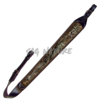 1704007 - BRETELLA/CINGHIA DA CARABINA IN CUOIO CON IMBOTTITURA IN NEOPRENE - CM 98 - M264-1643 - CINGHIALE