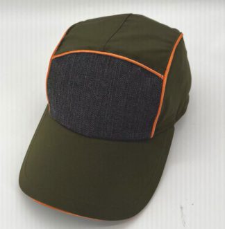0103018 - BASEBALL 7 SPICCHI IN TESSUTO IMPERMEABILE, PIPING ARANCIO FLUO, CON ELASTICO SUL RETRO - 100% POLIESTERE - VERDE OLIVA-ARANCIO FLUO - CF 6 PZ