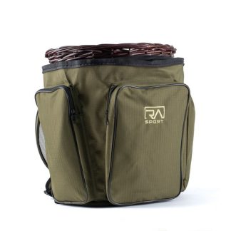 1708046 - GERLA PER FUNGHI CON CESTO IN VIMINI, ESTERNO IN RIPSTOP TELO IMPERMEABILE INCORPORATO E 3 TASCHE ESTERNE COLORE VERDE - CM 45X45 - ART. RD25Z VERDE