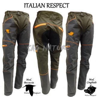 0101002 - PANTALONE ITALIAN RESPECT IN COTONE CON FIBRA ELASTICA E RIPORTO IN KEVLAR SULLE GAMBE - DALLA TG 42 ALLA 64 - SAG NATURE  - TAGLIA 44 - 46 - 48 -50 - 52  CINGHIALE TERMINATA- LE TAGLIE 48 - 50 - 52 -54 - 56 - 58  60 - 62 BECCACCIA TERMINATA -