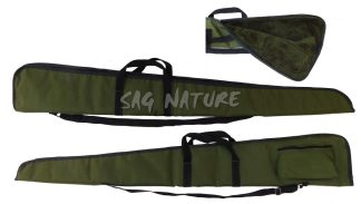 0301058 - FODERO PER FUCILE IN CORDURA VERDE ZIP INTERA IMBOTTITO CON PELLICCIA VERDE, CON TASCA LATERALE, TRACOLLA E BORDO NERO - SAG NATURE