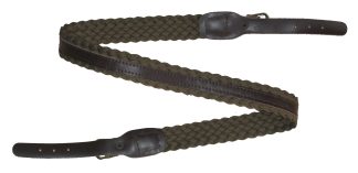 0303010 - BRETELLA PER FUCILE IN COTONE INTRECCIATO VERDE O MARRONE CON RIPORTO IN PELLE - LARGHEZZA 30 MM - SAG NATURE