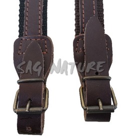 0303057 - BRETELLA NYLON MARRONE CON RIPORTO CENTRALE IN PELLE E TERMINALE SCURI LARGHEZZA 24 MM PER CAL. 36/410 - CF 6 PZ - SAG NATURE