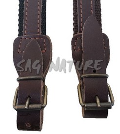 0303058 - BRETELLA NYLON NERO CON RIPORTO CENTRALE IN PELLE E TERMINALE SCURI LARGHEZZA 24 MM PER CAL. 36/410 - CF 6 PZ - SAG NATURE