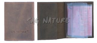 0304035 - PORTADOCUMENTI IN CUOIO INGRASSATO - MIS. 12,5X9,5 CM - SAG NATURE