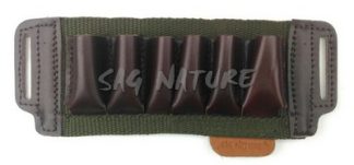 0305005 - GIBERNA A FASCIA IN CORDURA CON CELLE 6 IN PELLE MARRONE - TUTTI I CALIBRI - SAG NATURE
