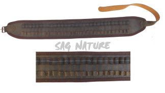 0305011 - CARTUCCIERA IN PELLE NABUK PER CARABINA - ALTEZZA 10,70 CM PER FINO A 300 WIN MAG - SAG NATURE