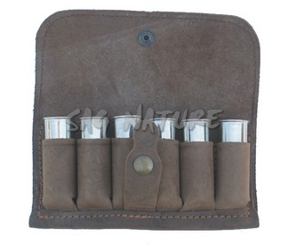 0305024 - GIBERNA IN PELLE CERATA OPACA COPERTA - 6 CELLE - TUTTI I CALIBRI - SAG NATURE