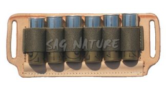 0305026 - GIBERNA IN PELLE VACCHETTA SCOPERTA 6 CELLE ELASTICHE - TUTTI I CALIBRI - SAG NATURE