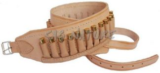 0305043 - CARTUCCIERA IN PELLE VACCHETTA CAL. 8 E CAL. 9 FASCIA LARGA - 30 CELLE  - SAG NATURE