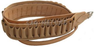 0305047 - CARTUCCIERA IN VACCHETTA CON DUE FASCE SOVRAPPOSTE - 50 CELLE - TUTTI I CALIBRI - SAG NATURE