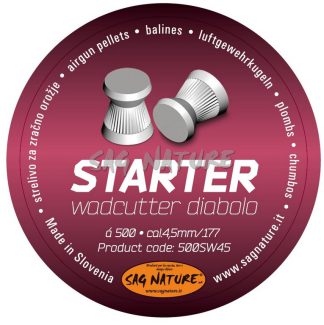 0502001 - 500 PALLINI 4,50 MM STARTER WADCUTTER DIABOLO - PALLINO PER ARIA COMPRESSA PIATTO 0,45 GRAMMI - LAOC