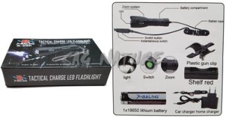 0801023 - TORCIA-LAMPADA CON AMPIEZZA FASCIO DI LUCE REGOLABILE COMPLETA DI BATTERIA RICARC./CONTROLLO REMOTO/CARICABAT./ATTACCO FUCILE - LOWCOSTLAMP