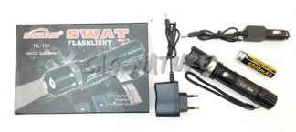 0801029 - TORCIA-LAMPADA RICARICABILE POLICE 1 LED 30WATT C/BUSSOLA + CARICABATT. AUTO + CARICBATT. 220V - LOWCOSTLAMP