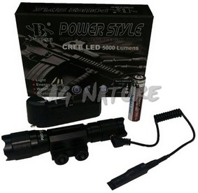 0801128 - TORCIA-LAMPADA COMPLETA DI ATTACCO WEAVER + BATTERIA RICARICABILE 18650 + CARICABATTERIA DA MURO + CONTROLLO REMOTO - LOWCOSTLAMP