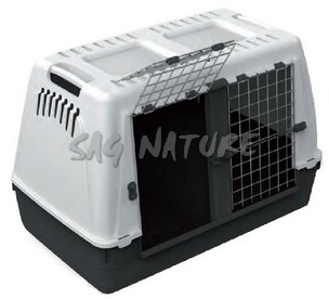 0803066 - TRASPORTINO BRACCO 100 DOPPIO INGRESSO PER CANI GRIGIO/VERDE DOPPIA PORTA SENZA DIVISORIO MIS. 100x60x65H CM - NON INCLUSO DIVISORIO ARTICOLO 0803012