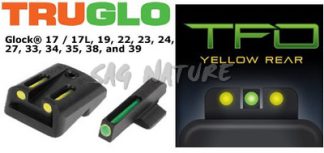 0806007 - MIRINO PER PISTOLA AL TRIZIO TFO PER GLOCK - ANTERIORE VERDE, POSTERIORE GIALLO - TG131GT1Y - TRUGLO