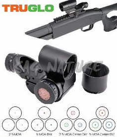 0806193 - PUNTATORE OLOGRAFICO TRITON/RED DOT 28MM - 12 RETICOLI DIVERSI - TRICOLORE - ATTACCO PICATINNY - TG8365B - TRUGLO