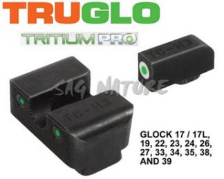 0806307 - SET MIRINO E TACCA DI MIRA AL TRITIUM PRO PER PISTOLE GLOCK 17,17L,19,22,23,24,26,27,33,34,35,38,39 - TG231G1W - TRUGLO
