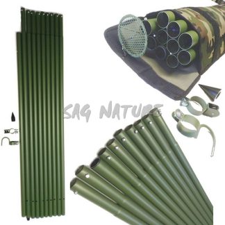 1005005 - KIT 10 ASTE IN ALLUMINIO PER COLOMBACCIO 12 METRI - DIAM. 30MM + FODERO + RACCHETTA + PUNTALE + CARRUCOLA + GANCIO - SAG NATURE