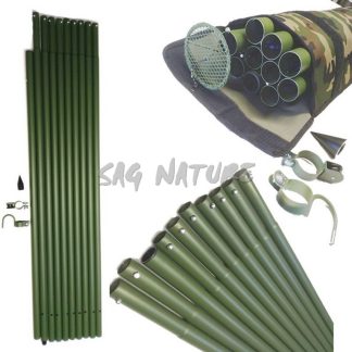 1005006 - KIT 10 ASTE IN ALLUMINIO PER COLOMBACCIO - 12 METRI - DIAM. 40MM + FODERO + RACCHETTA + PUNTALE + CARRUCOLA + GANCIO - SAG NATURE