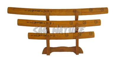 1101262 - SET KATANA MINI IN LEGNO E METALLO CON STATIVO LEGNO