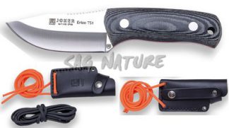 1201056 - COLTELLO BUSHCRAFT ERIZO TS1 PER COLLO E CINTURA ACCIAIO MOVA 1.4116 MANICO MICARTA LAMA 7,5 CM PESO 135 GR - COMPLETO DI FODERO IN PELLE - JOKER CM81