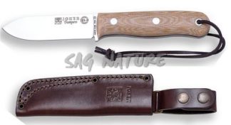 1201106 - COLTELLO BUSHCRAFT E CACCIA JBS9 TRAMPERO ACCIAIO SANDVIK 14C28N MANICO MICARTA LAMA 10 CM PESO 185 GR - COMPLETO DI FODERO PELLE - JOKER CM113
