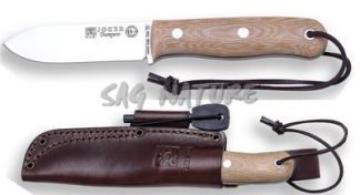 1201107 - COLTELLO BUSHCRAFT E CACCIA JBS9 TRAMPERO ACCIAIO SANDVIK 14C28N MANICO MICARTA LAMA 10 CM PESO 185 GR - COMPLETO DI FODERO PELLE CON ACCIARINO - JOKER CM113-P