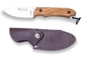 1201111 - COLTELLO CON MANICO OLIVO LAMA 8,5 CM PESO 135 GR - COMPLETO DI FODERO IN PELLE - JOKER CO102