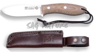 1201115 - COLTELLO BUSHCRAFT E GIOCATORE BS9 CANADESE ACCIAIO SANDVIK 14C28N MANICO MICARTA LAMA 10,5 CM PESO 185 GR - COMPLETO DI FODERO PELLE - JOKER CM114