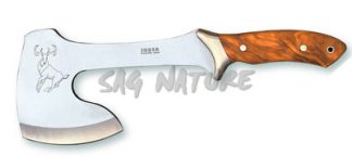 1201151 - ASCIA CON MANICO OLIVO LUNGHEZZA TOTALE 34 CM - PESO 600 GR COMPLETA DI FODERO PELLE - JOKER HO00