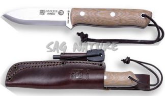 1201207 - COLTELLO BUSHCRAFT E SOPRAVVIVENZA BS9 NORDIC ACCIAIO SANDVIK 14C28N MANICO MICARTA LAMA 10 CM PESO 195 GR - COMPLETO DI FODERO PELLE E ACCIARINO - JOKER CM115-P