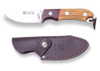 1201209 - COLTELLO CON MANICO OLIVO E VIROLA IN PALISSANDRO LAMA 8,5 CM PESO 140 GR - COMPLETO DI FODERO PELLE - JOKER CO103