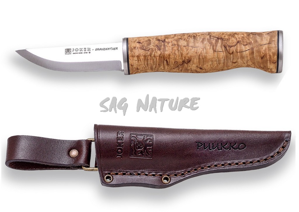 1201468 - COLTELLO BUSHCRAFT MANICO BETULLA LAMA 8 CM PESO 110 GR - JOKER CL126