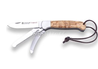 1201524 - COLTELLO MULTIUSO CANGURO IV CON MANICO IN OLIVO E VIROLA IN ACCIAIO LAMA 8,5 CM PESO 175 GR - JOKER NO128