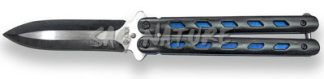 1203018 - COLTELLO BUTTERFLY CON INSERTI BLU SUL MANICO LAMA 9,5 CM - JKR509