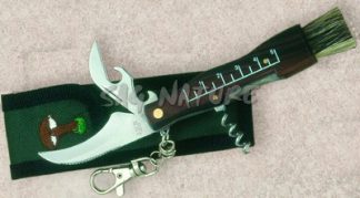 1203042 - COLTELLO PER FUNGHI CON MANICO LEGNO C/CAVATAPPI E FODERO LAMA 5,5 CM - JKR90