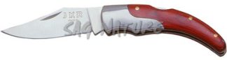 1203049 - COLTELLO TASCABILE CON MANICO IN LEGNO ROSSO INOX VIROLA E FOGLIA LAMA 6 CM - JKR12