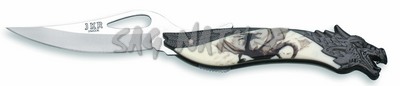 1203199 - COLTELLO CON MANICO ZAMAK CON DISEGNO DRAGO LAMA 9 CM - JKR364