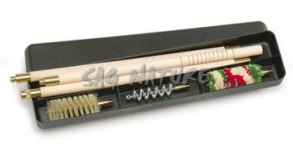 1301126 - KIT PULIZIA FUCILE IN SCAT. PLAST. C/BACCHET. LEGNO VERNIC. A 3 PEZZI DIAM. 13 MM, SCOVOLI LANA, SETOLA E ACCIAIO A ELICA