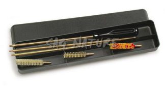 1301133 - KIT PULIZIA CARABINA FLOBERT E ARIA COMPR. SCAT.  PLAST. C/BACCHET. OTTONE A 3 PEZZI, SCOVOLI LANA, SETOLA, BRONZO