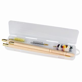 1301189 - KIT PULIZIA FUCILE IN SCAT. TRASP. C/BACCHET. LEGNO VERNIC. A 3 PZ DIAM. 13 MM, SCOVOLI LANA, SETOLA E ACCIAIO AD ELICA