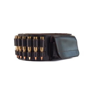 1706009 - CARTUCCERA IN PELLE FODERATA PER CARABINA CON TASCA CENTRALE - CAL. 30/06 - ART. RA23C