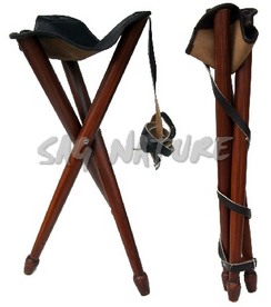 1709003 - SGABELLO IN LEGNO E PELLE CON CINGHIA PELLE PER IL TRASPORTO CM 70 - ART. SGABELLO TREP