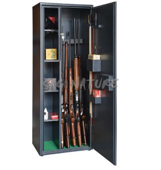 2301008 - CASSAFORTE/ARMADIO BLINDATO SERIE "L" MOD. GLST470 - 4 POSTI FUCILE CON OTTICA - CM 130X47X35 - COL. ANTRACITE - KG 40 - CHIAVE VDS1 - C/TESORETTO LATERALE - GRIFFON